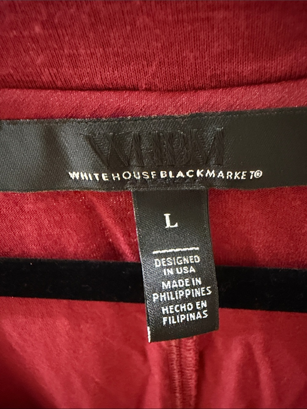 White House Black Market Burgundy V-Neck Short Sleeve Tee - Picture 2 of 9
